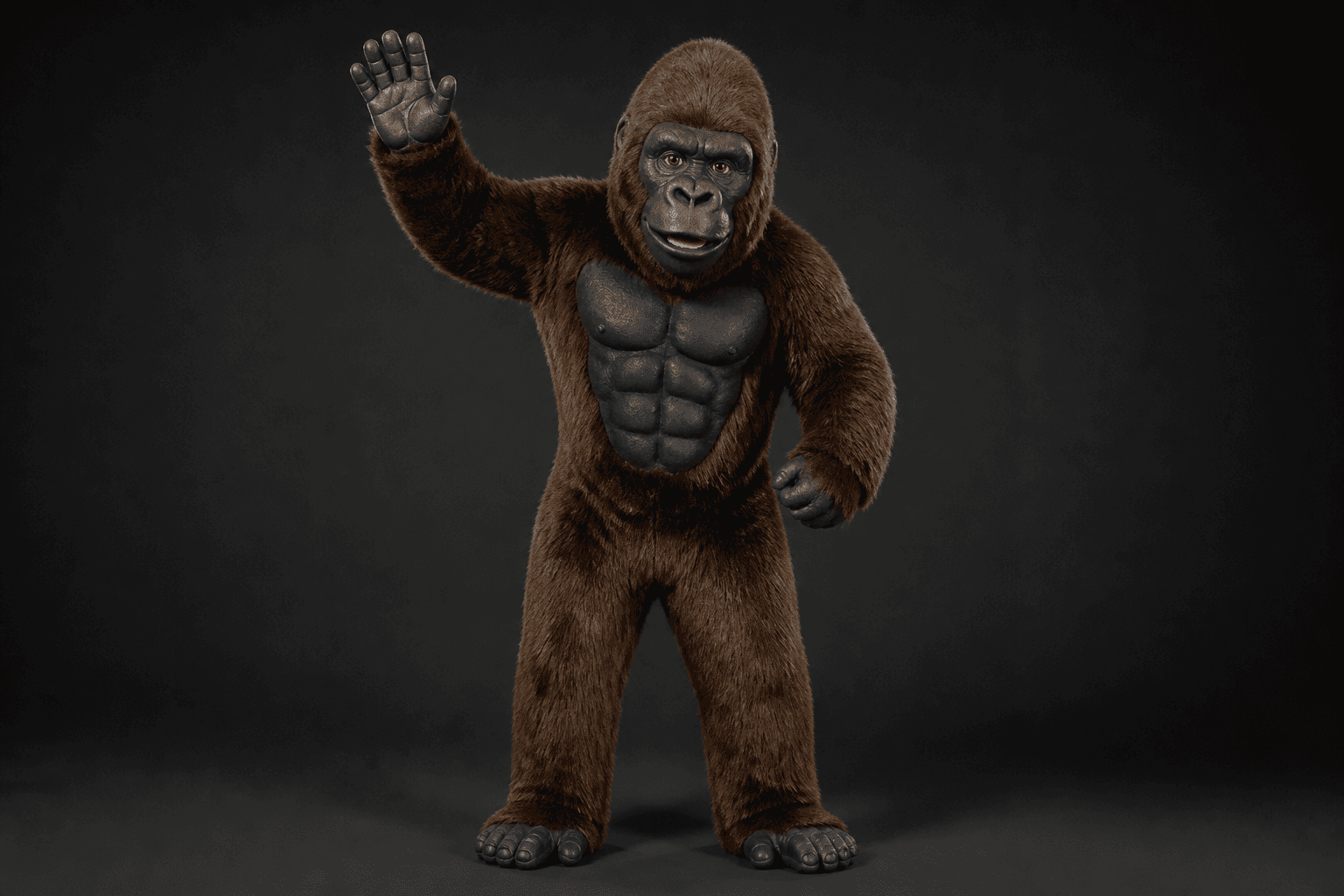 Alpha Gorilla 8.5ft mascot waving confidently